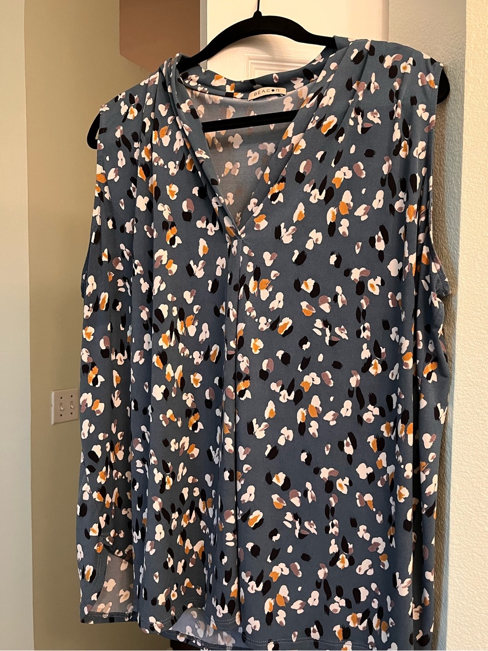 Beacon Blue Floral Speckle V-Neck Blouse